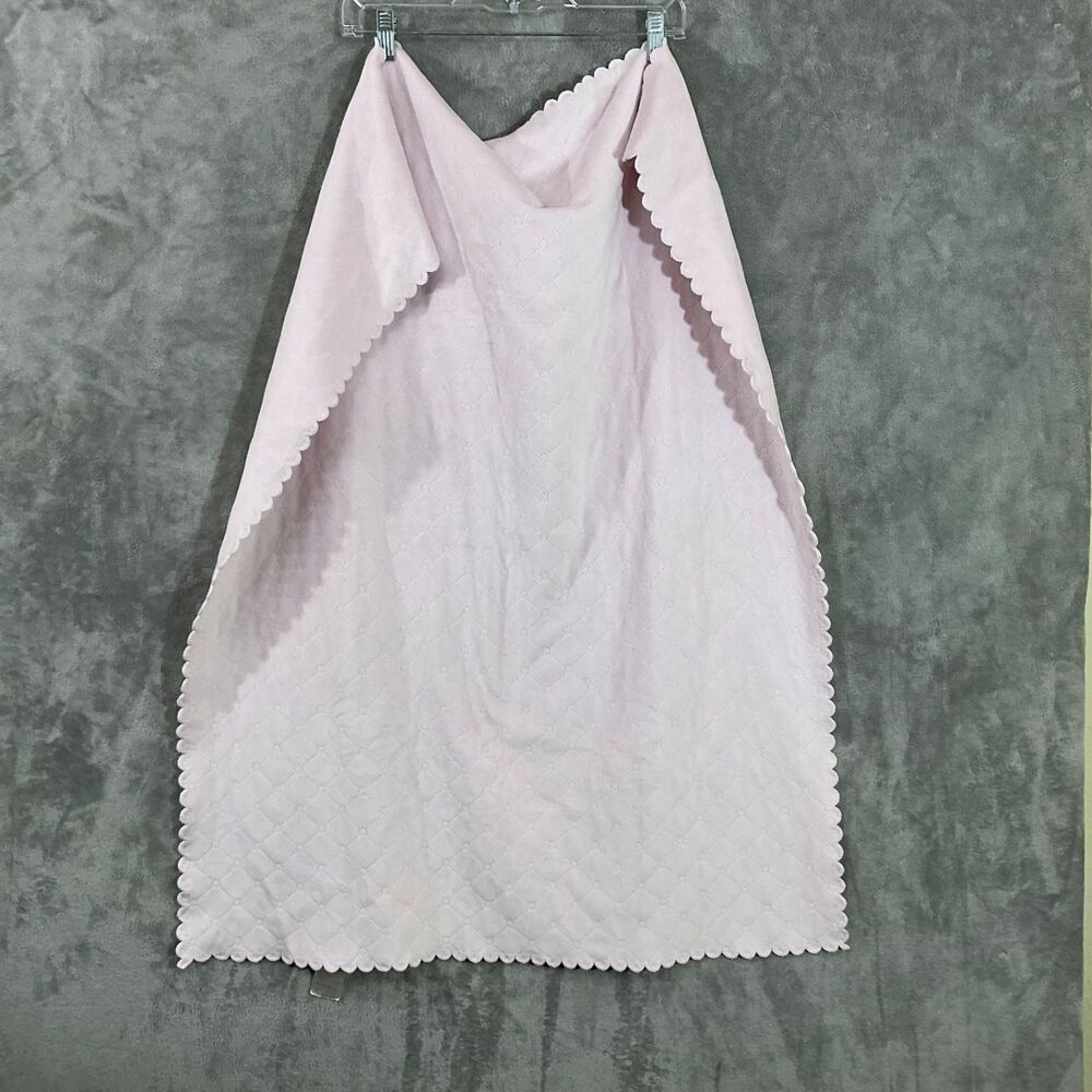 Edgehill Collection Baby Girls Velour Pink baby Blanket 29”x39” scollaped edges.